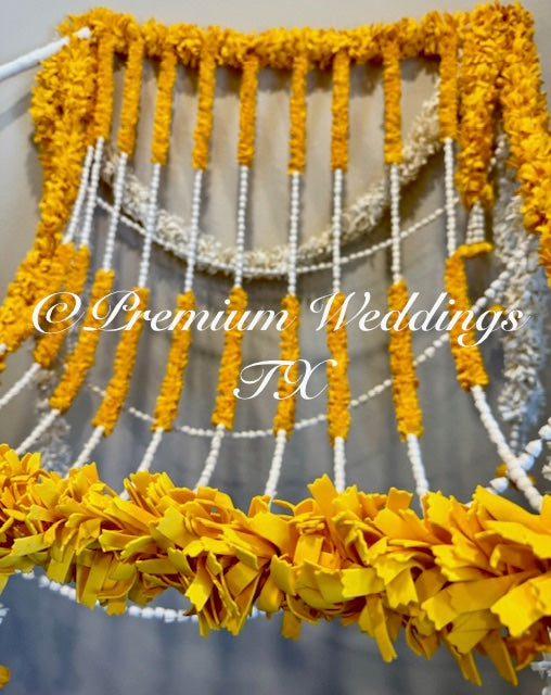 Yellow & White Phoolo Ki Chadar - Premium Weddings TX