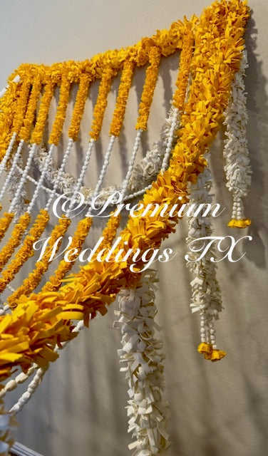 Yellow & White Phoolo Ki Chadar - Premium Weddings TX