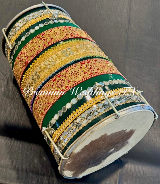 Big Dhol - Handmade Green - Premium Weddings TX