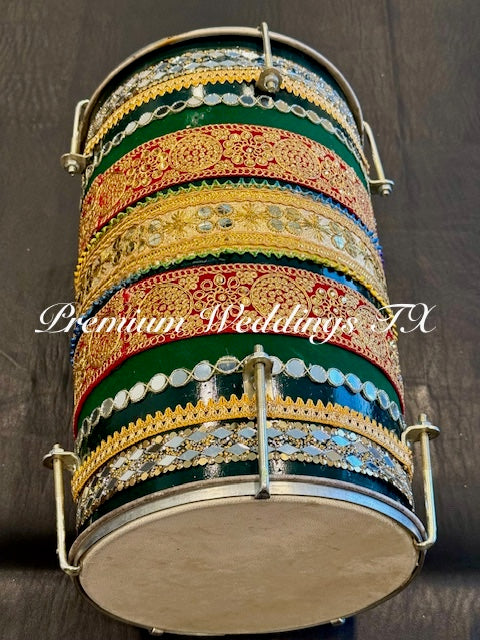 Big Dhol - Handmade Green - Premium Weddings TX