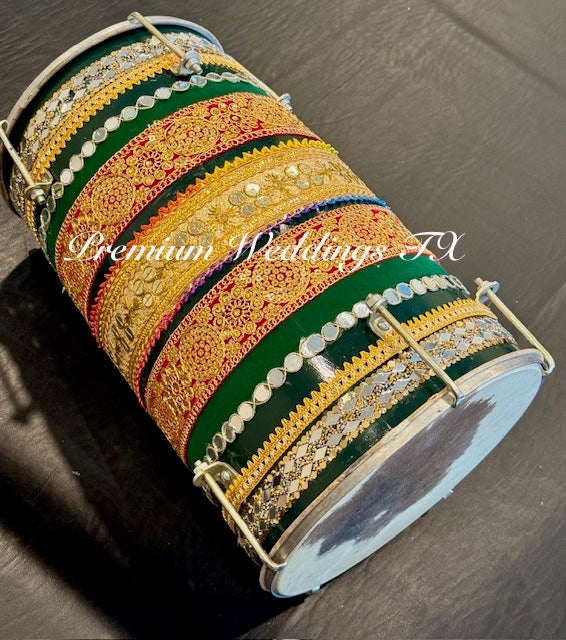 Big Dhol - Handmade Green - Premium Weddings TX