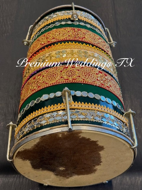 Big Dhol - Handmade Green - Premium Weddings TX