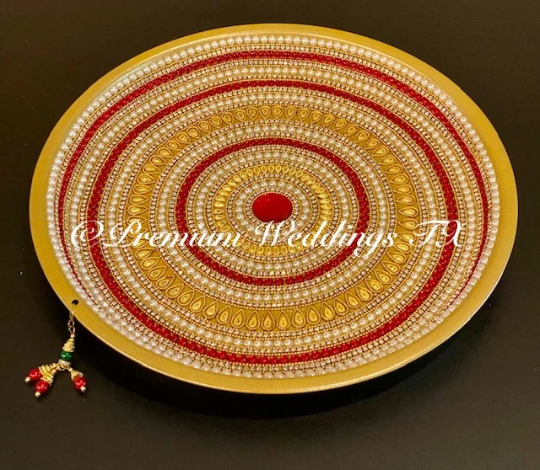 Gold Red Beaded Mandala Thaali - Premium Weddings TX