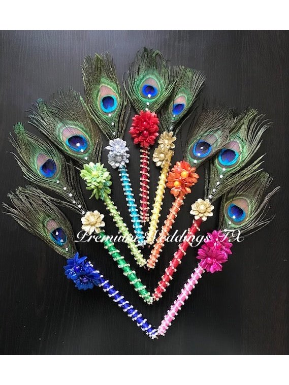 Maroon Peacock Feather Nikkah Pen - 1 Pen - Premium Weddings TX