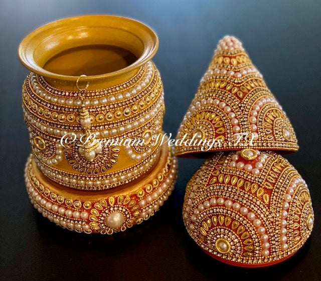 Gold Pearl Kalaash Set - Premium Weddings TX