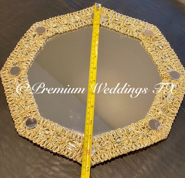 Hexagon Plate Gold Doodh Pilai Glass - Premium Weddings TX