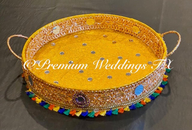 Plain colourful charger plate mehndi thaal wedding decor | Charger plates,  Charger plates decor, Plates for sale