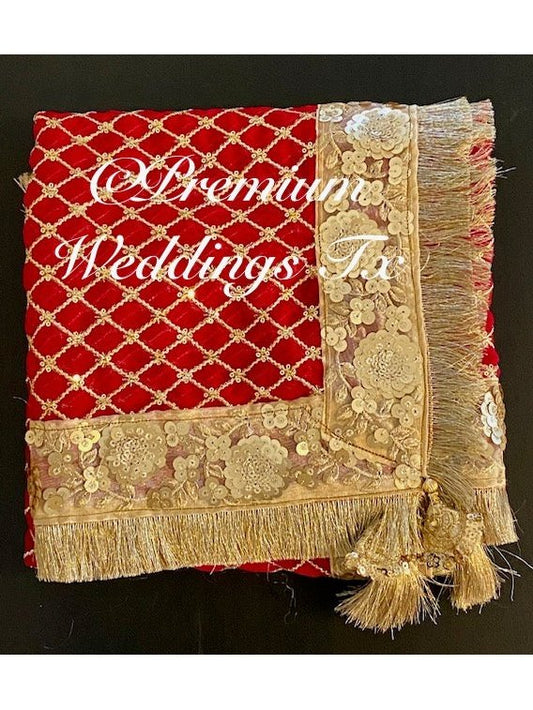 Red Nikkah Dupatta - Premium Weddings TX