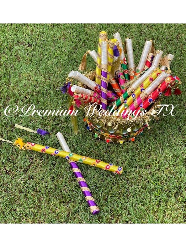 Tassel Handmade Assorted Dandiya - 12Ct - Premium Weddings TX