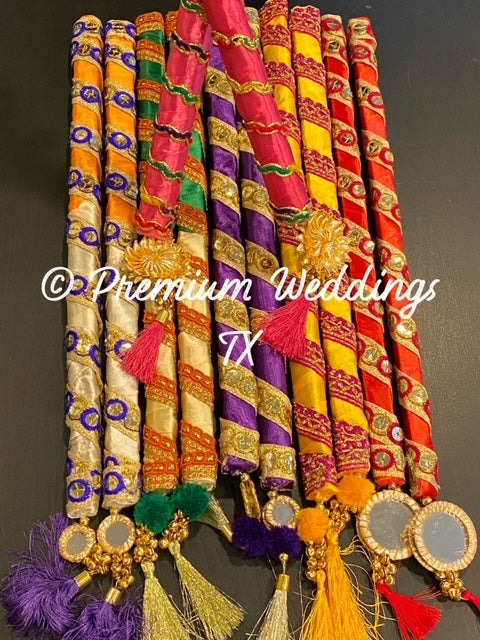 Tassel Handmade Assorted Dandiya - 12Ct - Premium Weddings TX