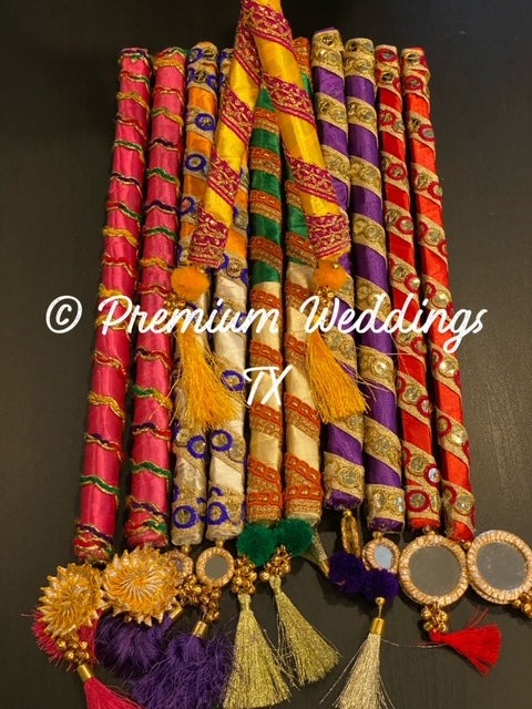 Tassel Handmade Assorted Dandiya - 12Ct - Premium Weddings TX