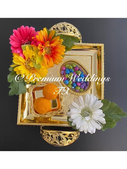 Square Mehndi Thaali - Premium Weddings TX