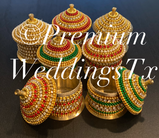 Small Sindoor Dabbi - Assorted Colors & Designs - Premium Weddings TX