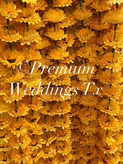 Eco-Friendly MariGold Flower Backdrop Garlands - Premium Weddings TX