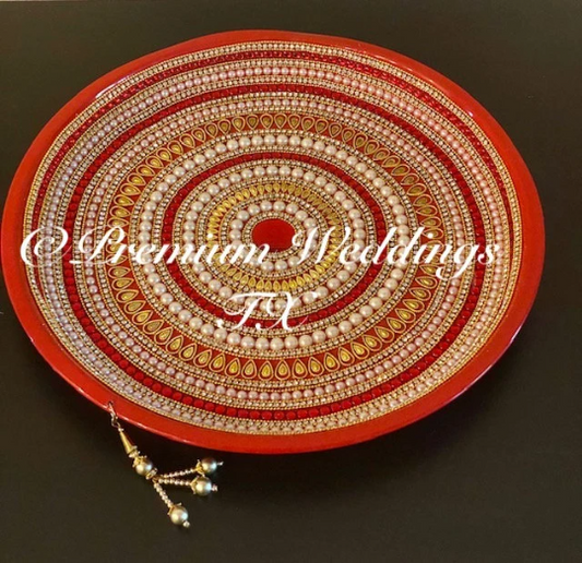 Red Bead & Pearl Mehndi Thaal - Premium Weddings TX