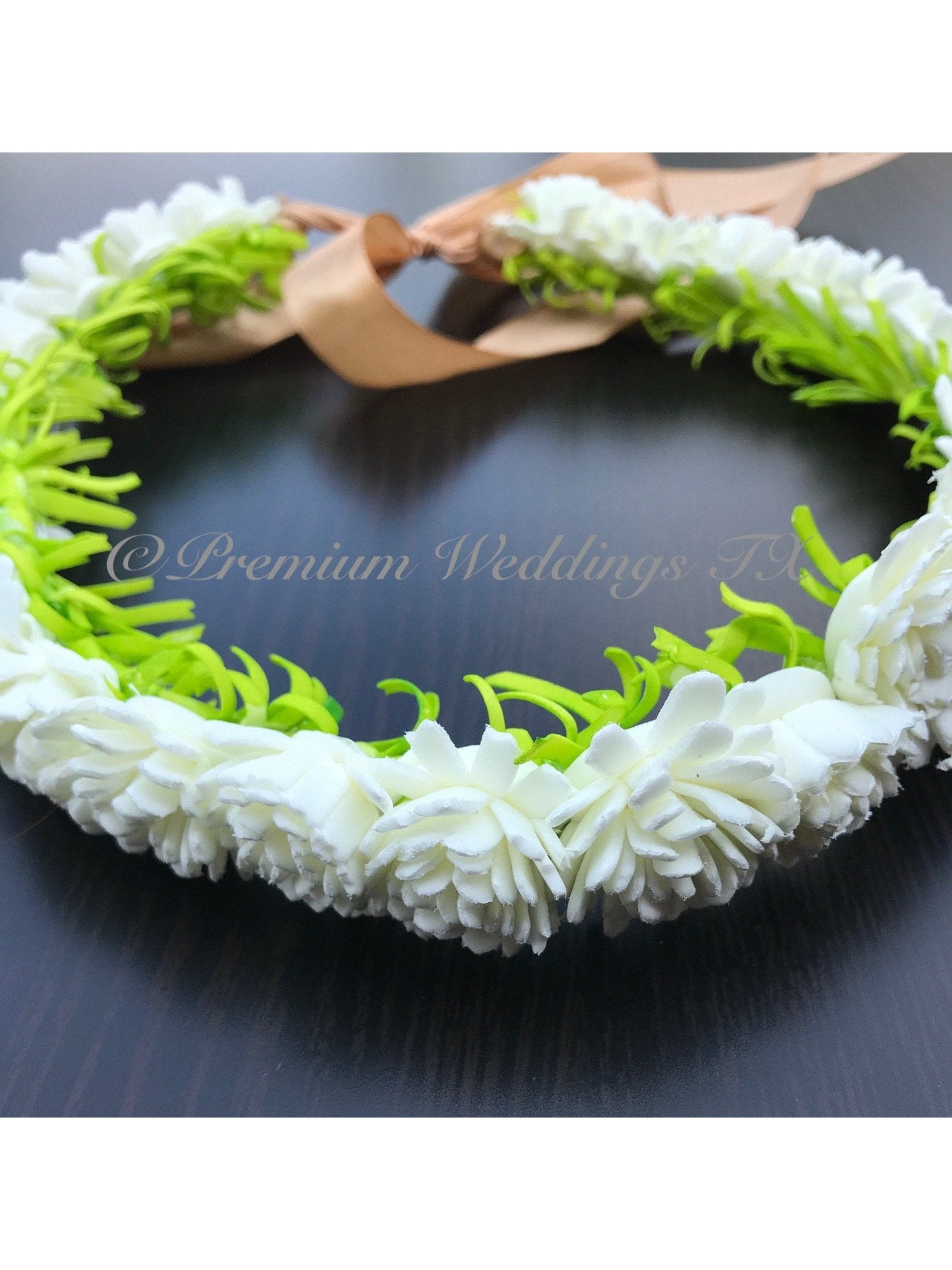 White Frill Head Wreath - 1 - Premium Weddings TX