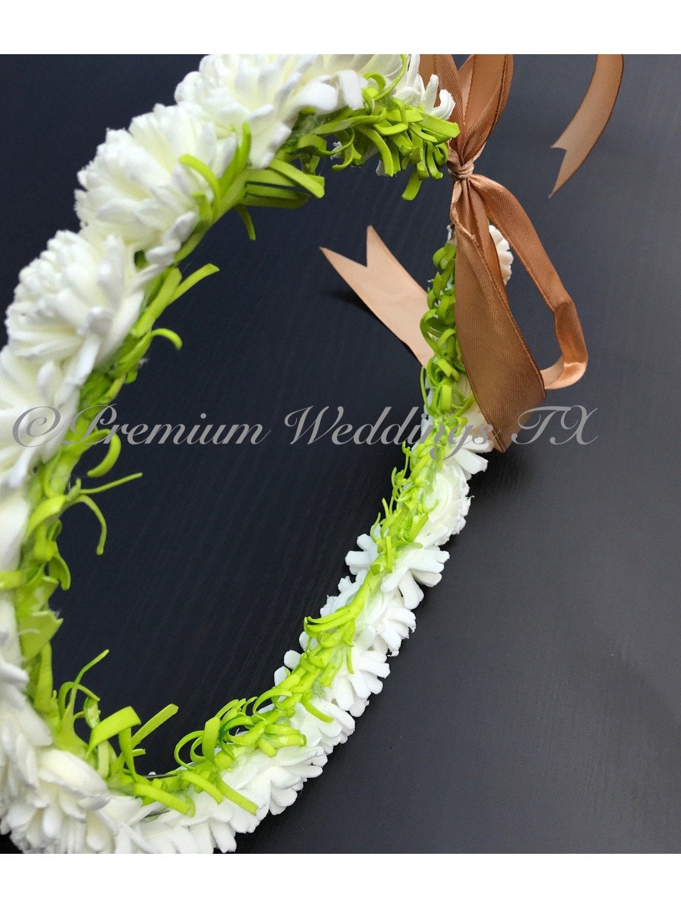 White Frill Head Wreath - 1 - Premium Weddings TX
