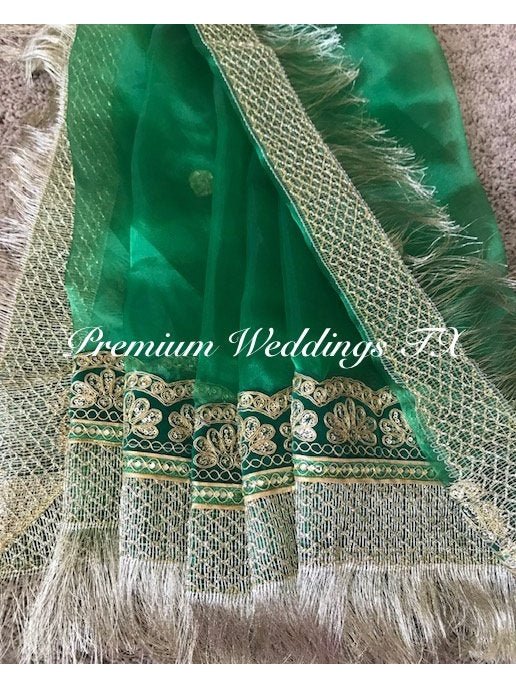 Green Mehndi Dupatta - 1Ct - Premium Weddings TX