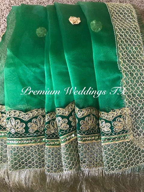 Green Mehndi Dupatta - 1Ct - Premium Weddings TX