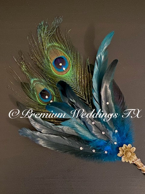 Real Peacock Feather Nikkah Pen - 1 Pen - Premium Weddings TX