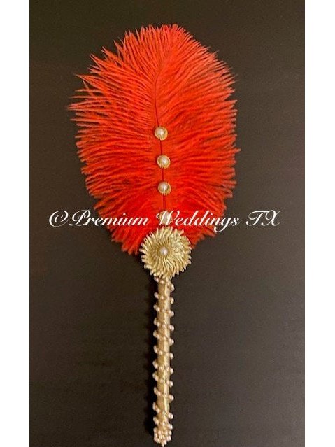 Red Ostrich Feather Nikkah Pen - 1 Pen - Premium Weddings TX