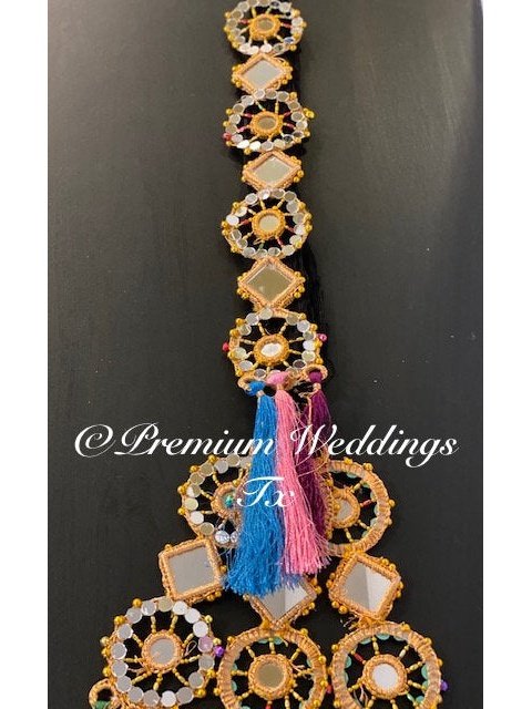 MultiColor Resham Mirror Paranda - Premium Weddings TX