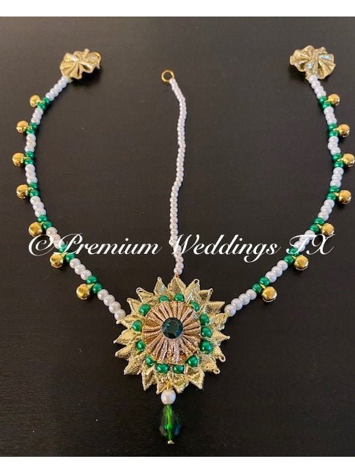 Gotta Jewelry Maang Tikka - Green - Premium Weddings TX