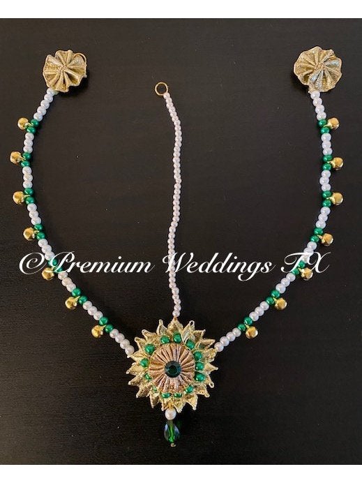 Gotta Jewelry Maang Tikka - Green - Premium Weddings TX