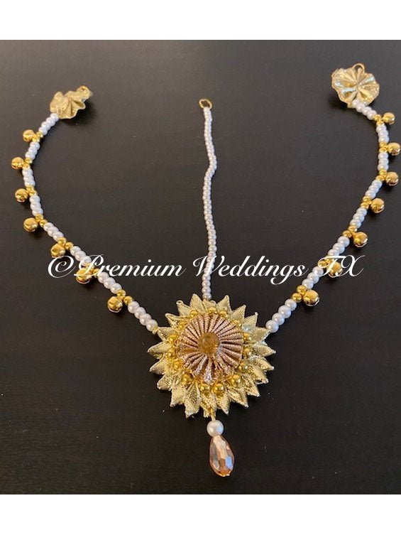 Gotta Jewelry Maang Tikka - Pearl - Premium Weddings TX
