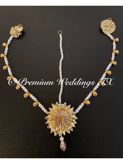 Gotta Jewelry Maang Tikka - Pearl - Premium Weddings TX