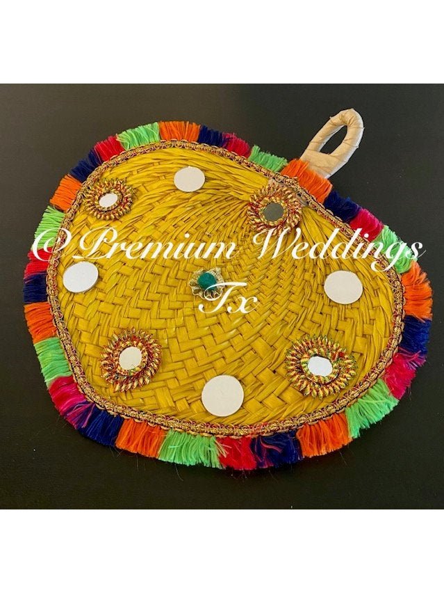 Yellow Decorative Hand Fan up - Premium Weddings TX