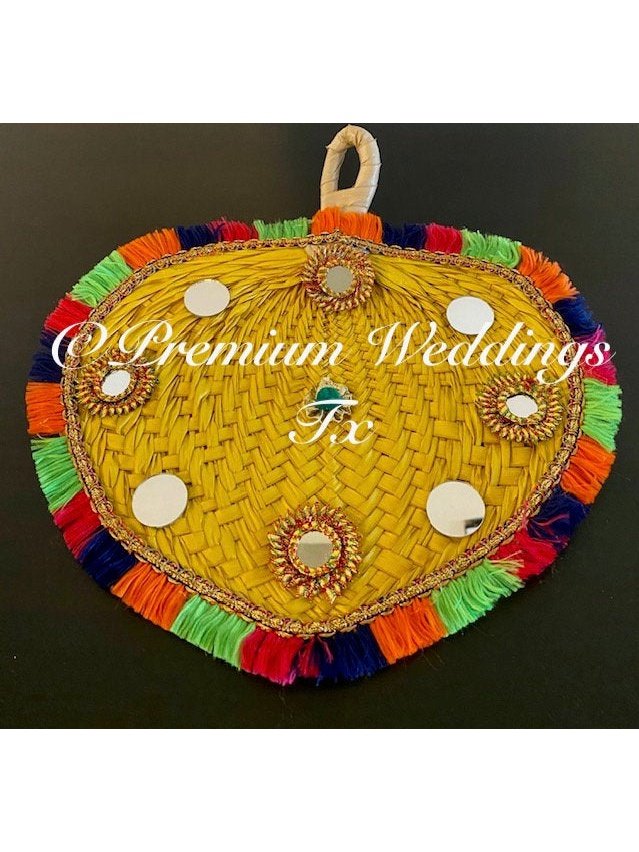 Yellow Decorative Hand Fan up - Premium Weddings TX